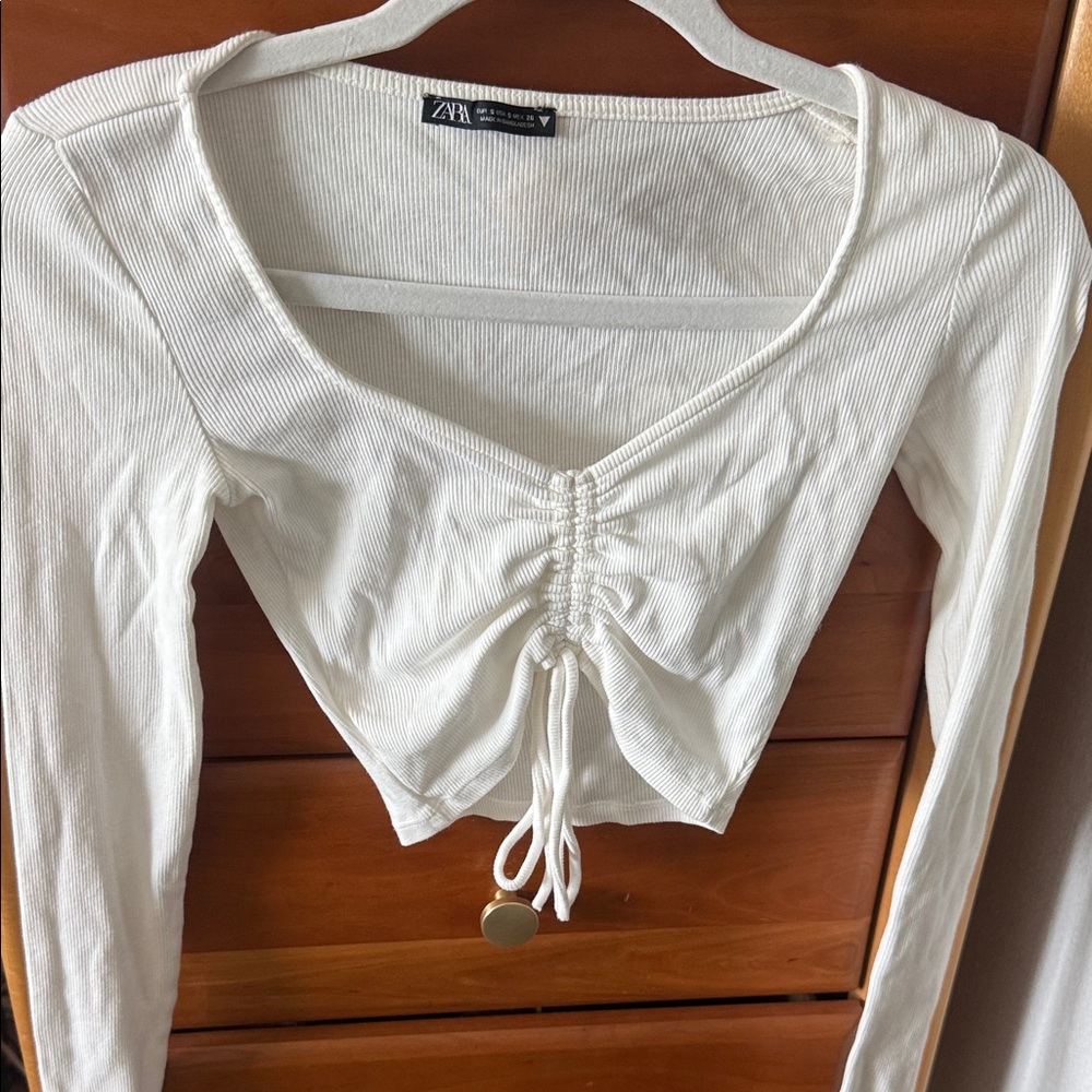 Zara Cream Ruched Crop Top